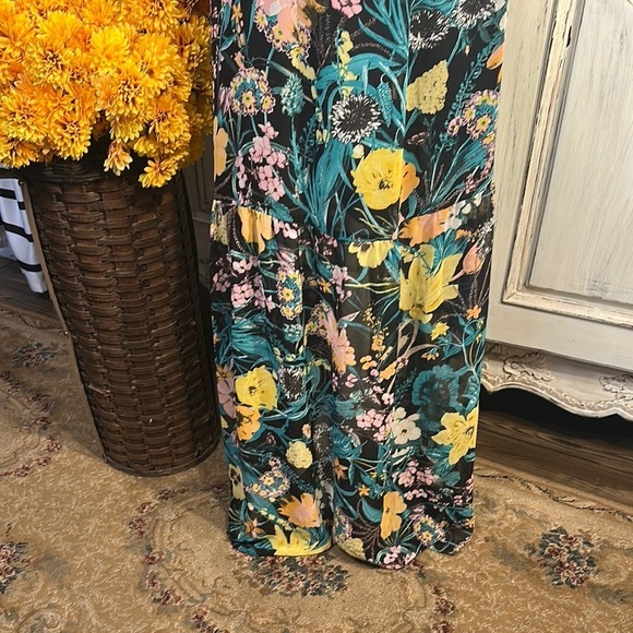ZARA Floral Halter Maxi Dress Deep Cut Halter Back Made in Spain - Picture 3 of 8